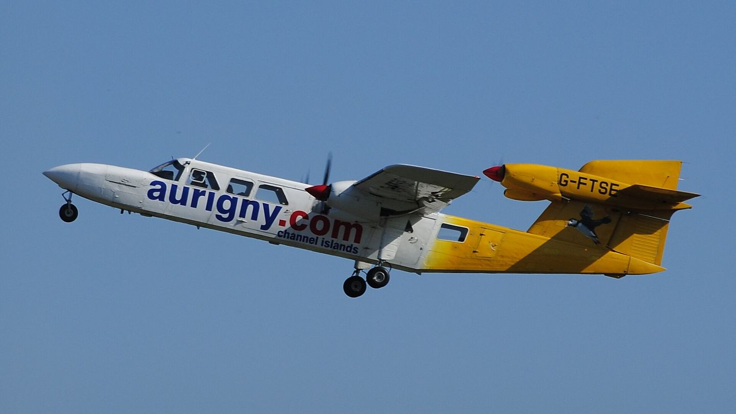 Eine Britten-Norman „Trislander“ der Airline Aurigny hebt ab