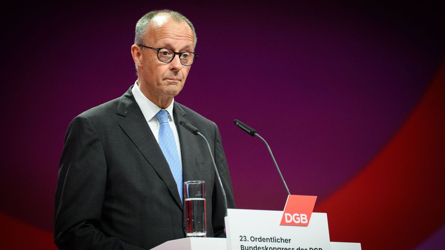 Merz drang beim DGB-Kongress mit seinen Reformappellen nicht durch. Foto: Bernd von Jutrczenka/dpa