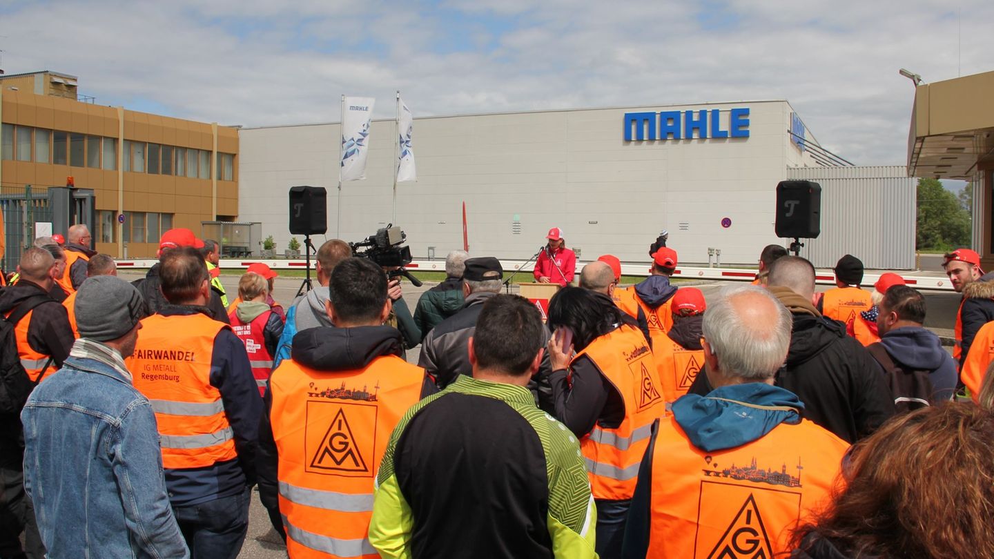 Die IG Metall hat aktuell zum 24-stündigen Warnstreik in Neustadt aufgerufen. (Handout) Foto: Andreas Schmal/IG Metall/dpa