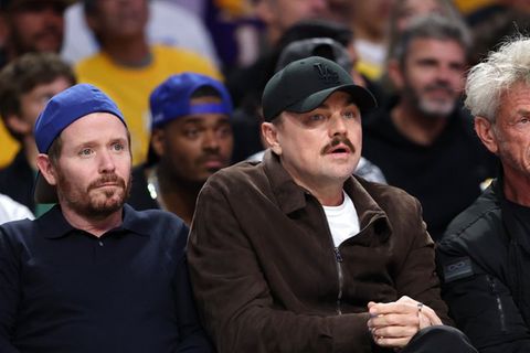 Kevin Connolly, Leonardo DiCaprio und Sean Penn (v.l.n.r.) beim Lakers-Spiel.