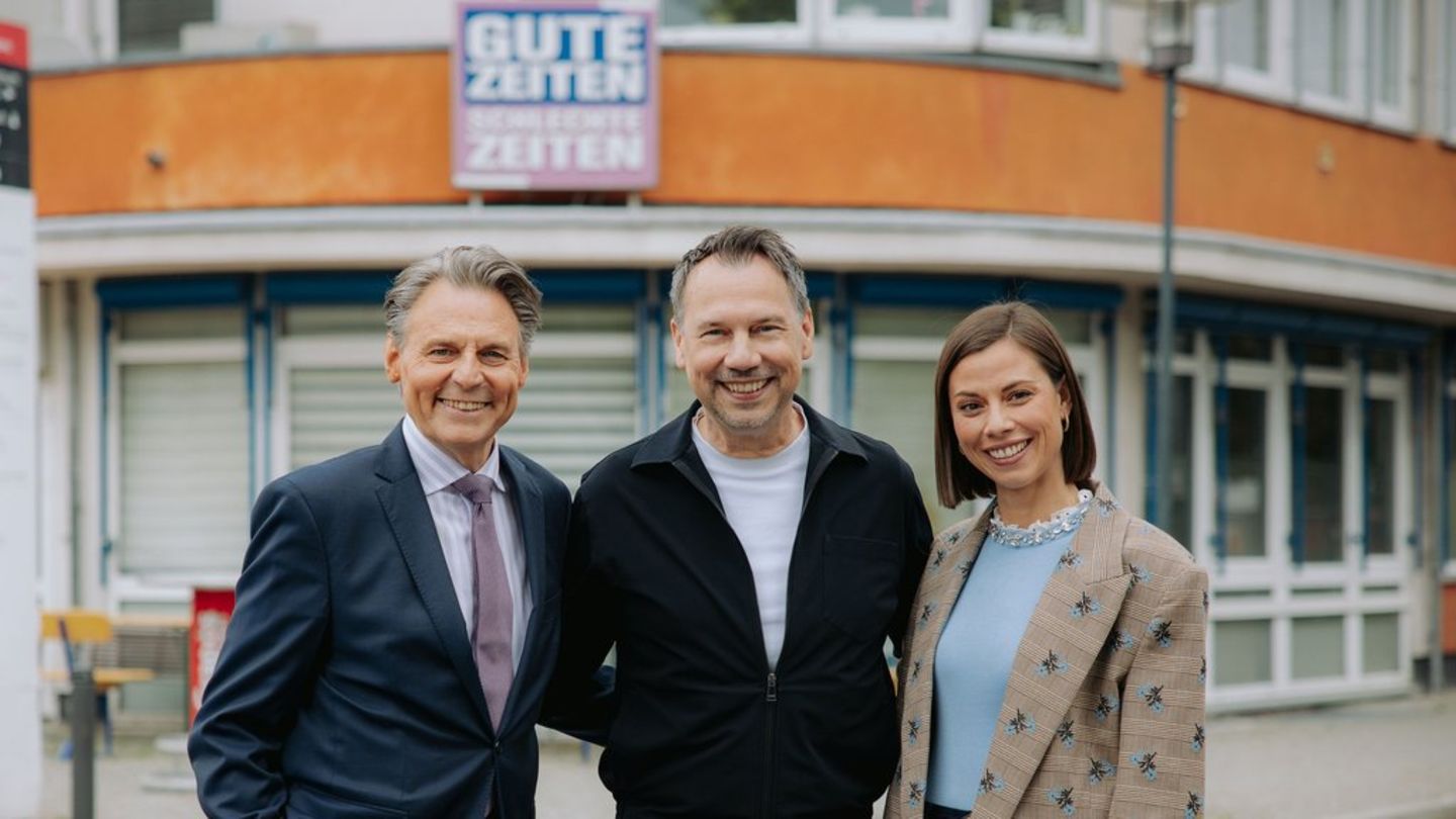 Wolfgang Bahro (li.), Bestsellerautor Sebastian Fitzek und Anna-Katharina Fecher am "GZSZ"-Set.