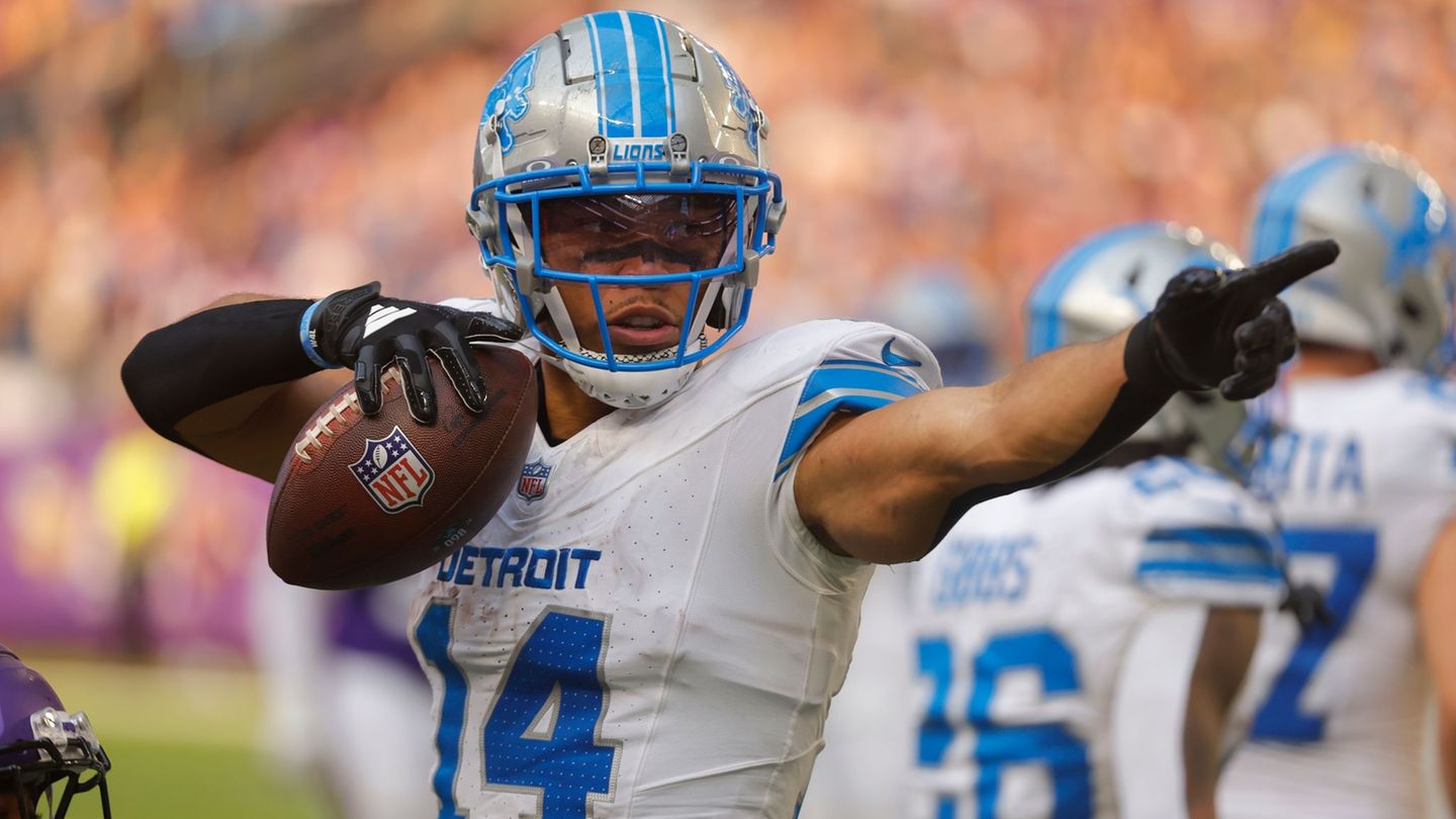 Amon-Ra St. Brown freut sich auf das NFL-Heimspiel mit den Detroit Lions in München. (Archivbild) Foto: Bruce Kluckhohn/AP/dpa