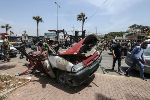 Angegriffenes Fahrzeug in Sidon