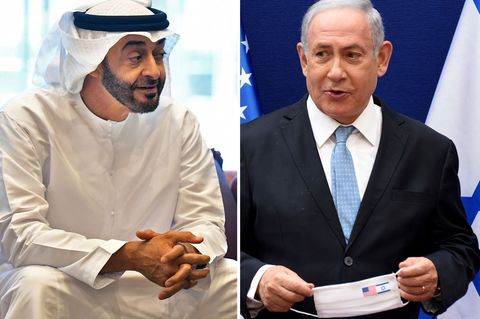 Der emiratische Präsident Mohammed bin Sajid (l) und der israelische Ministerpräsident Benjamin Netanjahu. (Archivbild) Foto: De