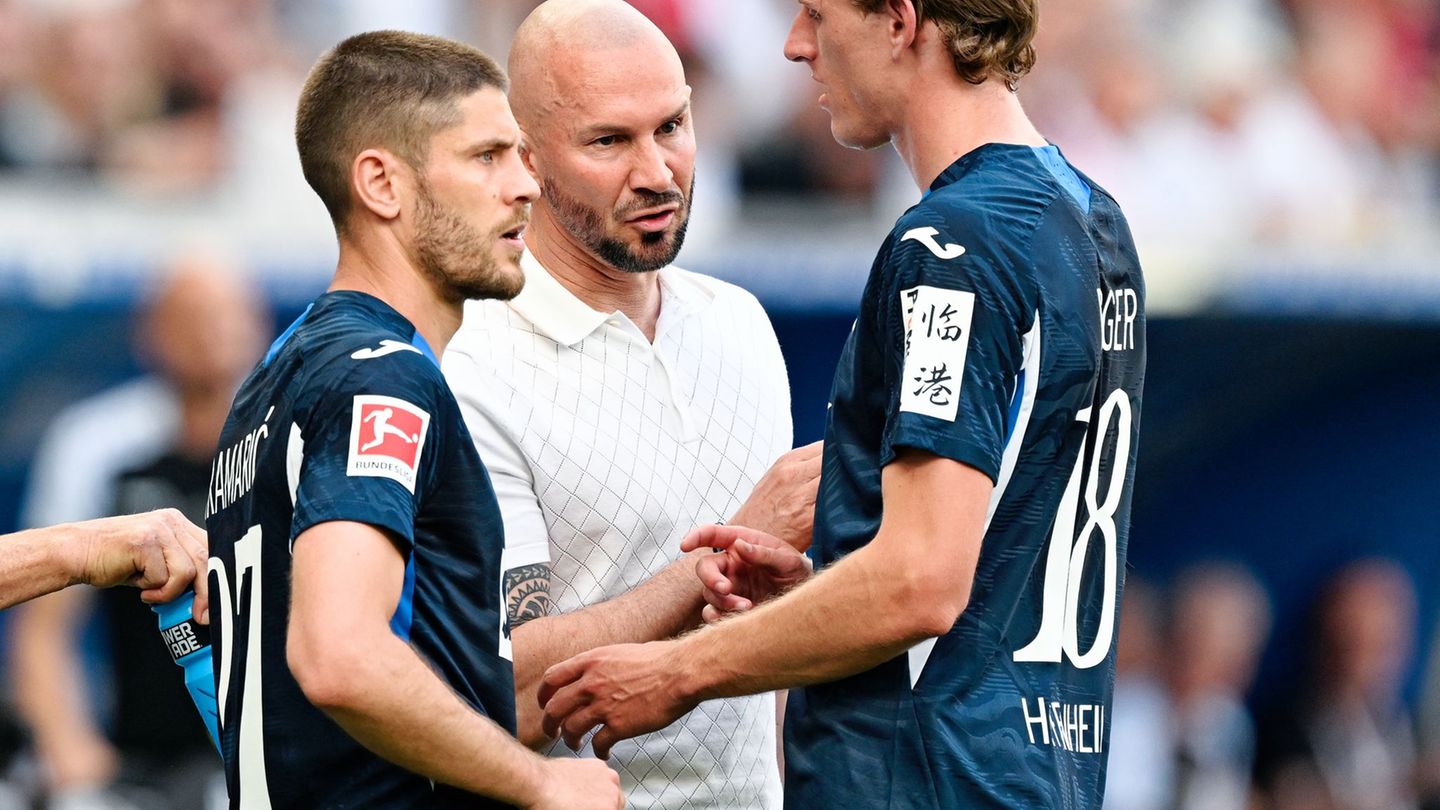Andrej Kramaric, Trainer Christian Ilzer, Wouter Burger (v.l.): starke Saison mit Hoffenheim. (Archivbild) Foto: Uwe Anspach/dpa