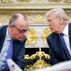Friedrich Merz und Donald Trump sprechen miteinander