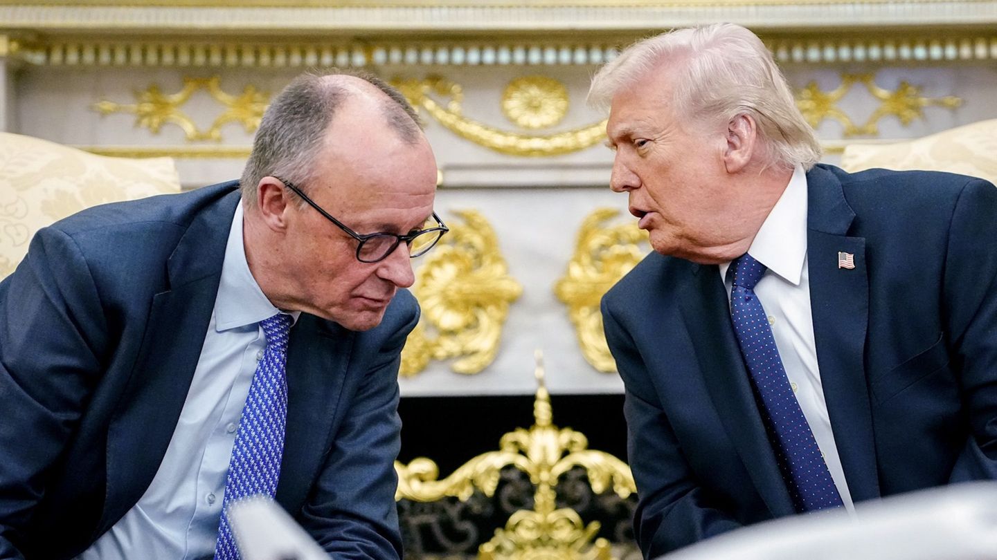 Friedrich Merz und Donald Trump sprechen miteinander