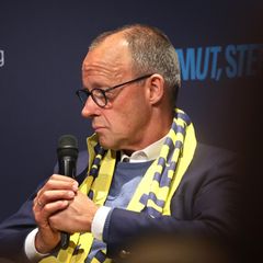 Friedrich Merz während der Podiumsdiskussion auf dem Katholikentag in Würzburg