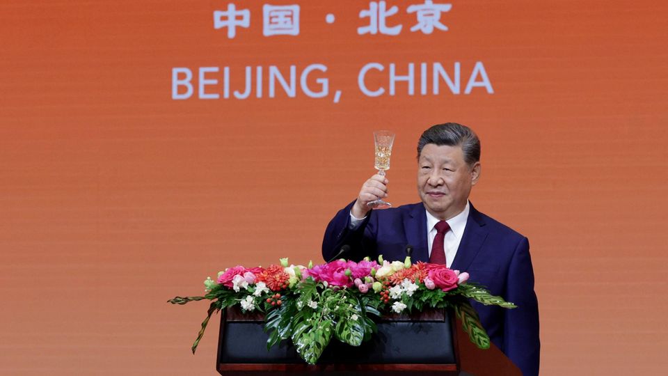 Chinas Präsident Xi Jinping spricht einen Toast aus auf den Besuch von US-Präsident Donald Trump
