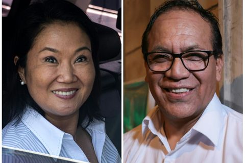 Fujimori (l.) und Sánchez