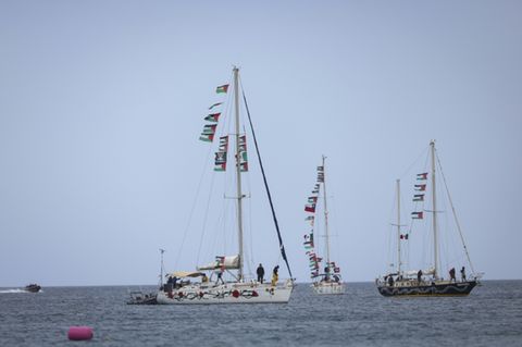Schiffe der Organisation Global Sumud Flotilla Anfang Mai