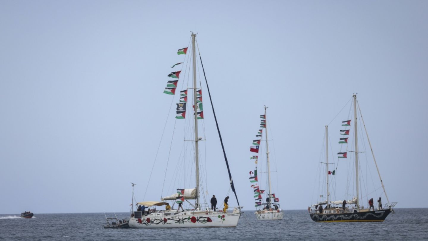 Schiffe der Organisation Global Sumud Flotilla Anfang Mai