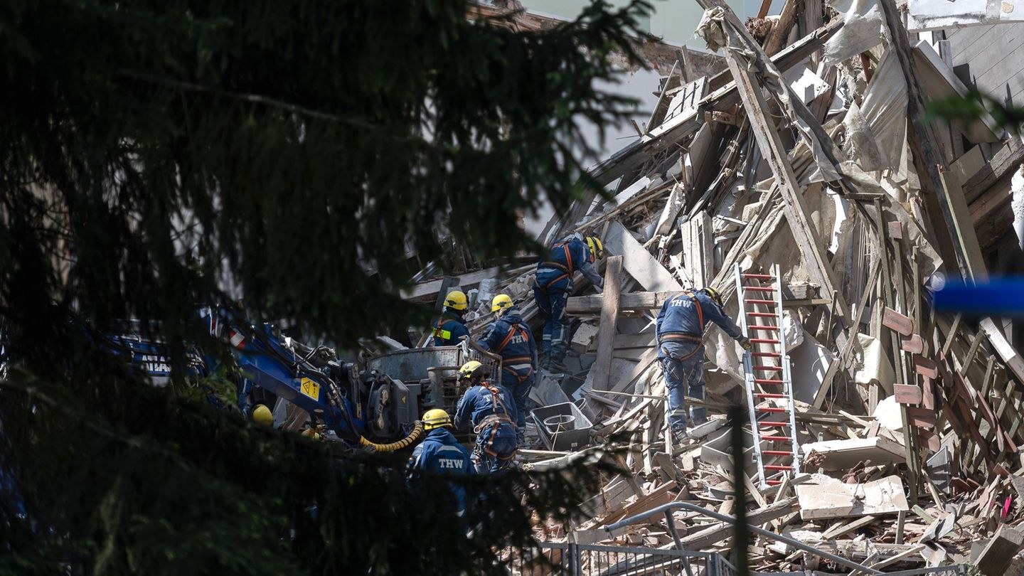 Wettlauf gegen die Zeit - per Hand wird nach Vermissten gesucht. Foto: Paul Glaser/dpa