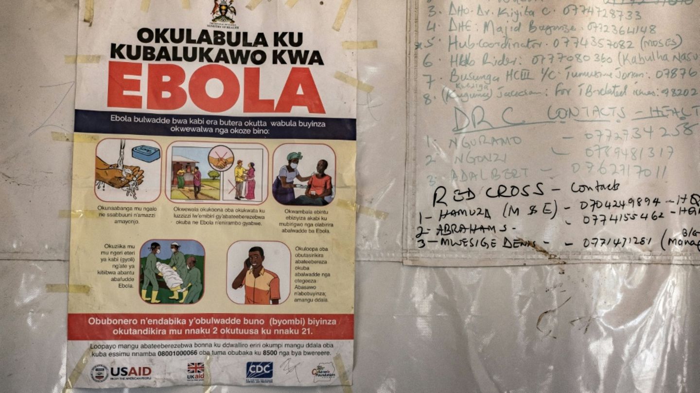 Aushang zum Ebola-Ausbruch im Kongo