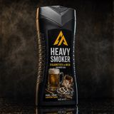 Fantasieverpackung eines Duschgels mit der Aufschritt Heavy Smoker