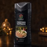 Fantasieverpackung eines Duschgels mit der Aufschritt Christmas Happiness