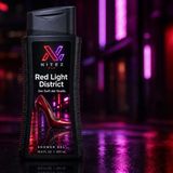 Fantasieverpackung eines Duschgels mit der Aufschritt Red Light District