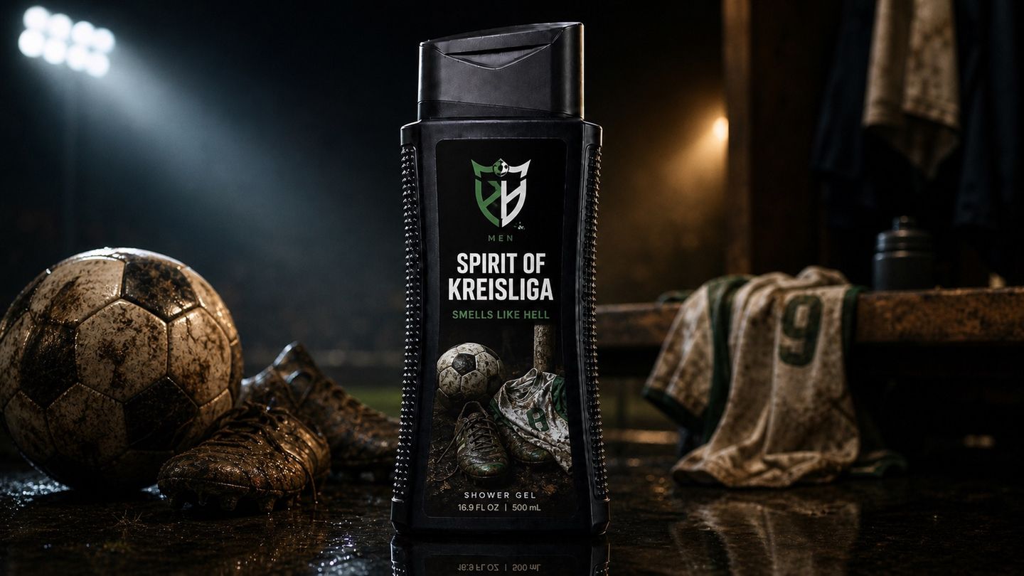 Fantasieverpackung eines Duschgels mit der Aufschritt Spirit of Kreisliga