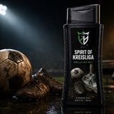 Fantasieverpackung eines Duschgels mit der Aufschritt Spirit of Kreisliga