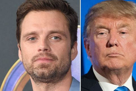 Sebastian Stan (l.) attackiert Donald Trump.
