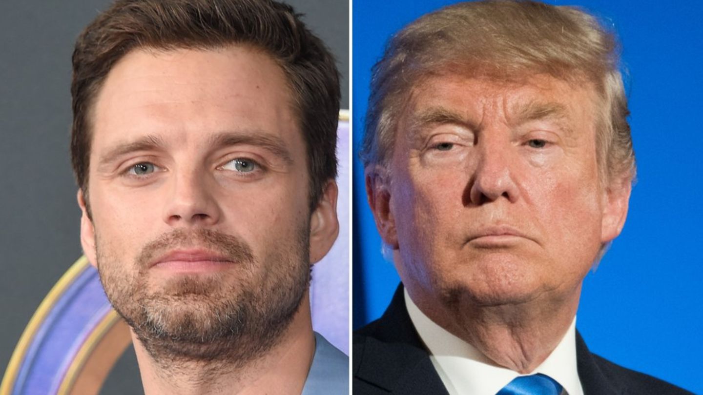 Sebastian Stan (l.) attackiert Donald Trump.