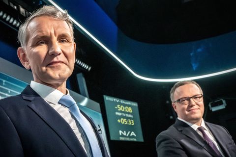 Erbitterte Kontrahenten: Thüringens Oppositionsführer und Rechtsaußen Björn Höcke (AfD) und Ministerpräsident Mario Voigt (CDU).