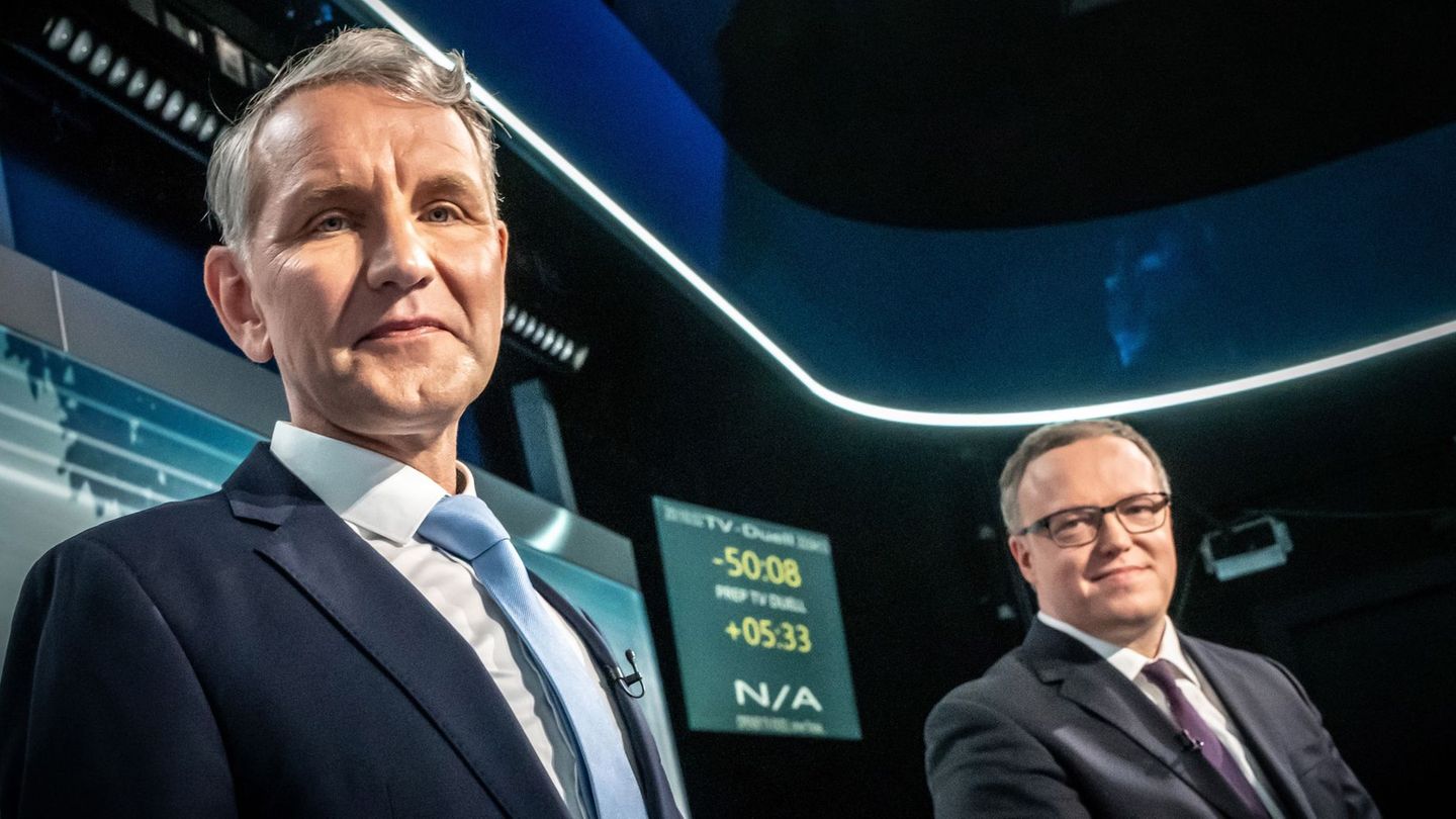 Erbitterte Kontrahenten: Thüringens Oppositionsführer und Rechtsaußen Björn Höcke (AfD) und Ministerpräsident Mario Voigt (CDU).