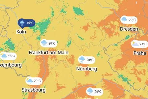 Eine Karte zeigt das Wetter