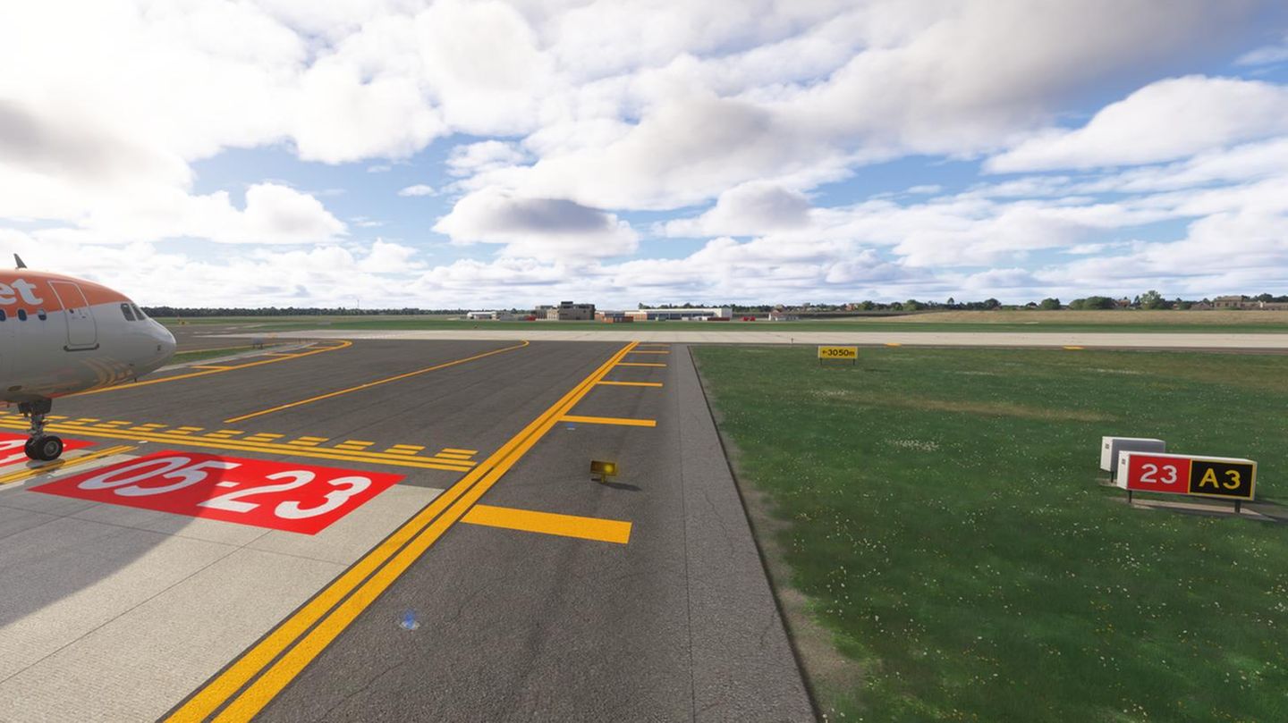 Das Bild aus dem Flugsimulator zeigt einen Rollhalt
