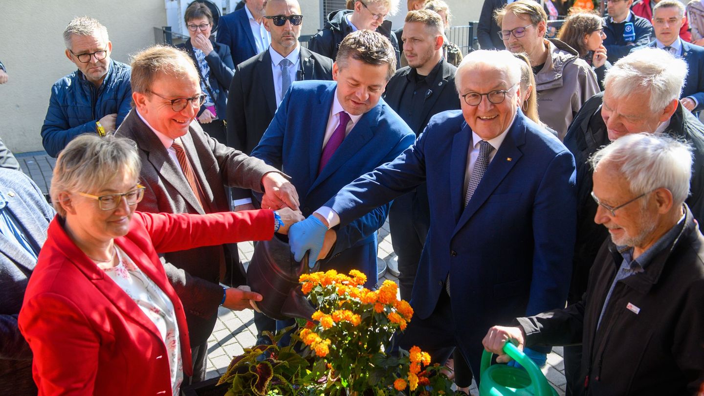 Bundespräsident Frank-Walter Steinmeier ist in Bernburg zu Besuch. Foto: Klaus-Dietmar Gabbert/dpa