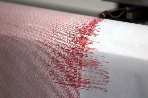 Der Seismograph einer Erdbebenwarte verzeichnet Ausschläge (Symbolfoto)
