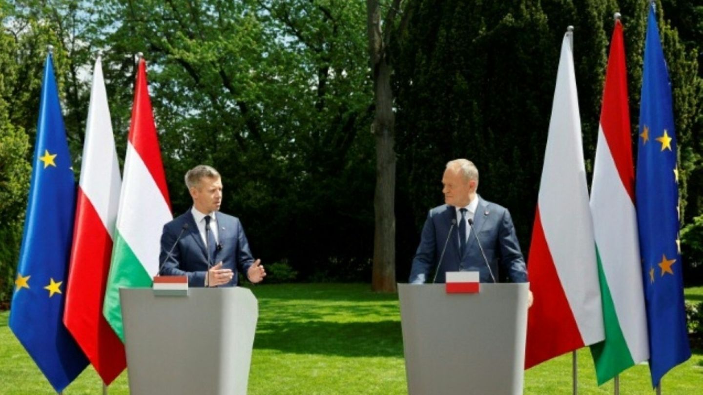 Peter Magyar (links) und Donald Tusk