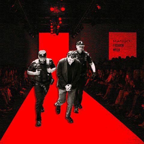 Montage: Der Mango-Inhaber Sohn Jonathan Andic wird über einen Fashion Laufsteg abgeführt