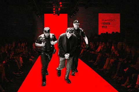 Montage: Der Mango-Inhaber Sohn Jonathan Andic wird über einen Fashion Laufsteg abgeführt