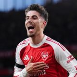 Kai Havertz freut sich nach einem Treffer für den FC Arsenal