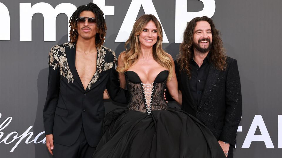 Heidi Klum mit Mann Tom und Sohn Henry.