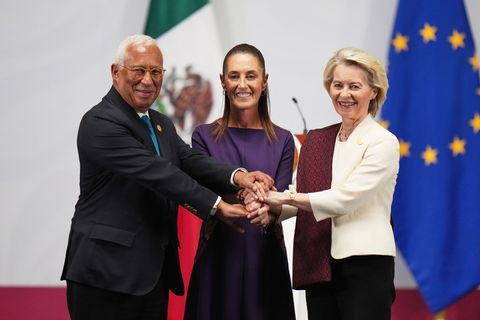 Die EU und Mexiko setzen auf mehr Zusammenarbeit als Antwort auf geopolitische Turbulenzen. Foto: Eduardo Verdugo/AP/dpa