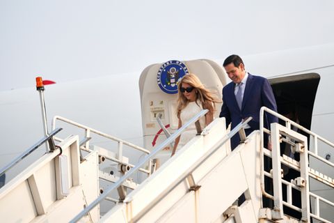 US-Außenminister Marco Rubio und seine Frau Jeanette bei ihrer Ankunft in Kolkata