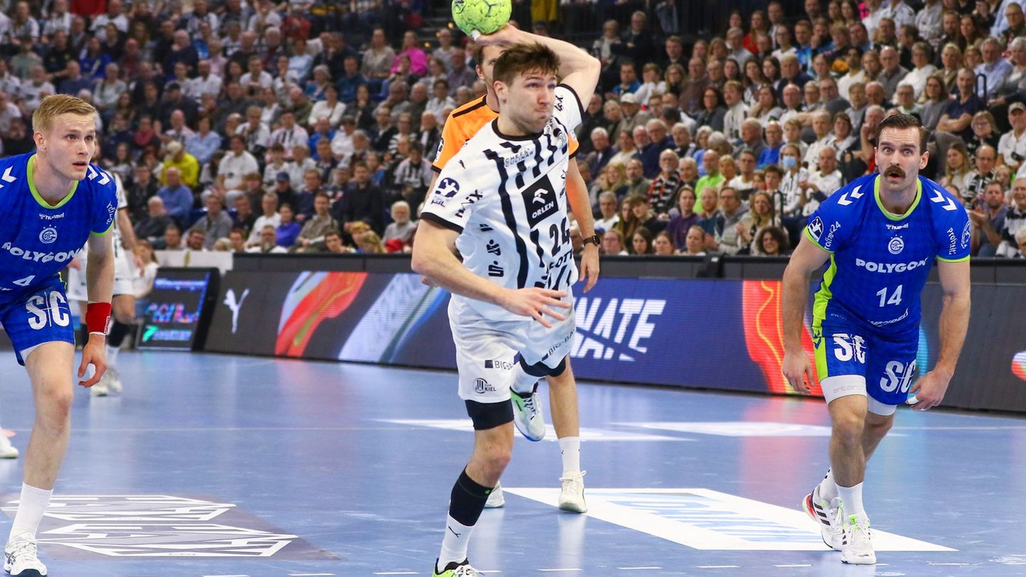 Lukas Zerbe und der THW Kiel spielten beim Bergischen HC. (Archivbild) Foto: Michael Hundt/dpa