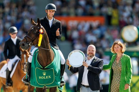 Gewann den Großen Preis von Aachen: Richard Vogel. Foto: Stefan Lafrentz/dpa