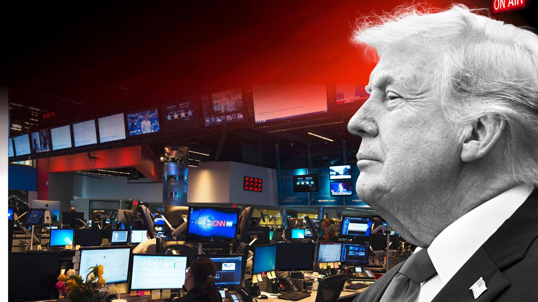 Collage von Donald Trump und CNN