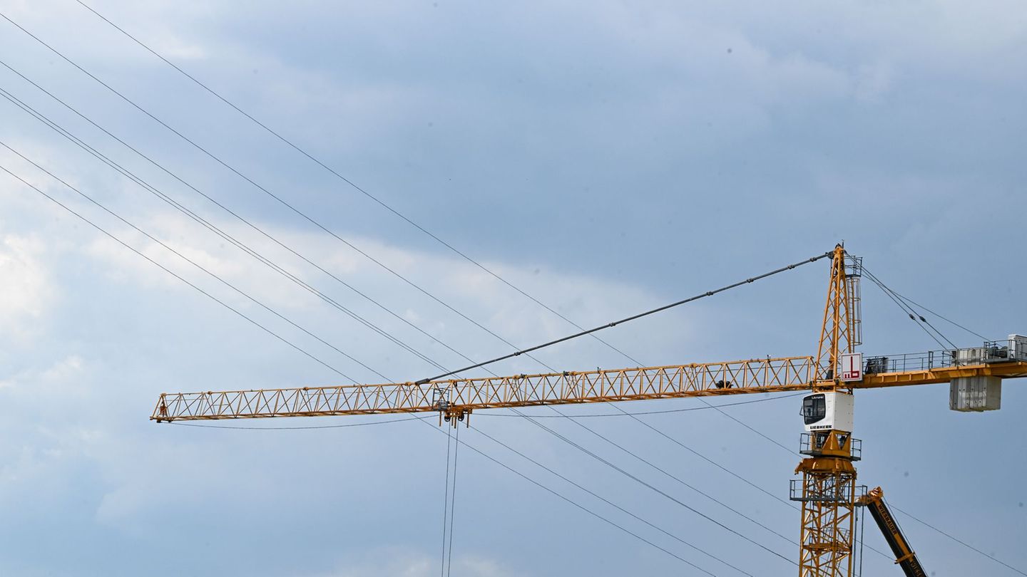 Ein Kran ist zu nahe an eine Oberleitung gekommen. Foto: Bernd Weißbrod/dpa