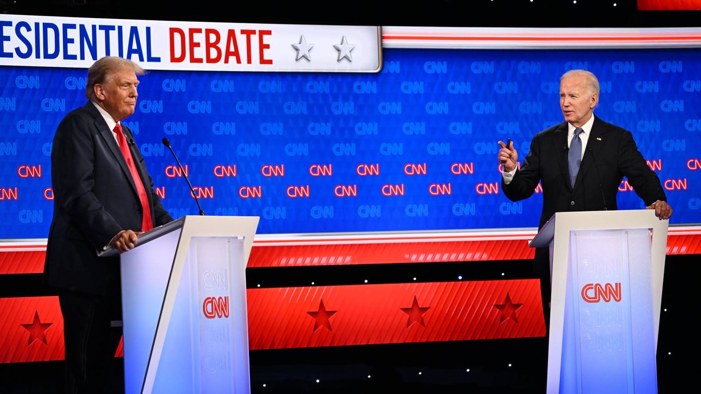 Joe Biden und Donald Trump während des TV-Duells