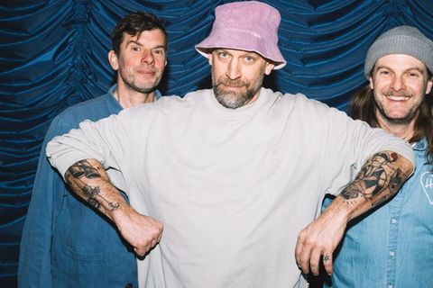Rüdiger „Rüde“ Linhof, Flo Weber und Peter Brugger feiern das 30-jährige Jubiläum ihrer Kultband Sportfreunde Stiller.