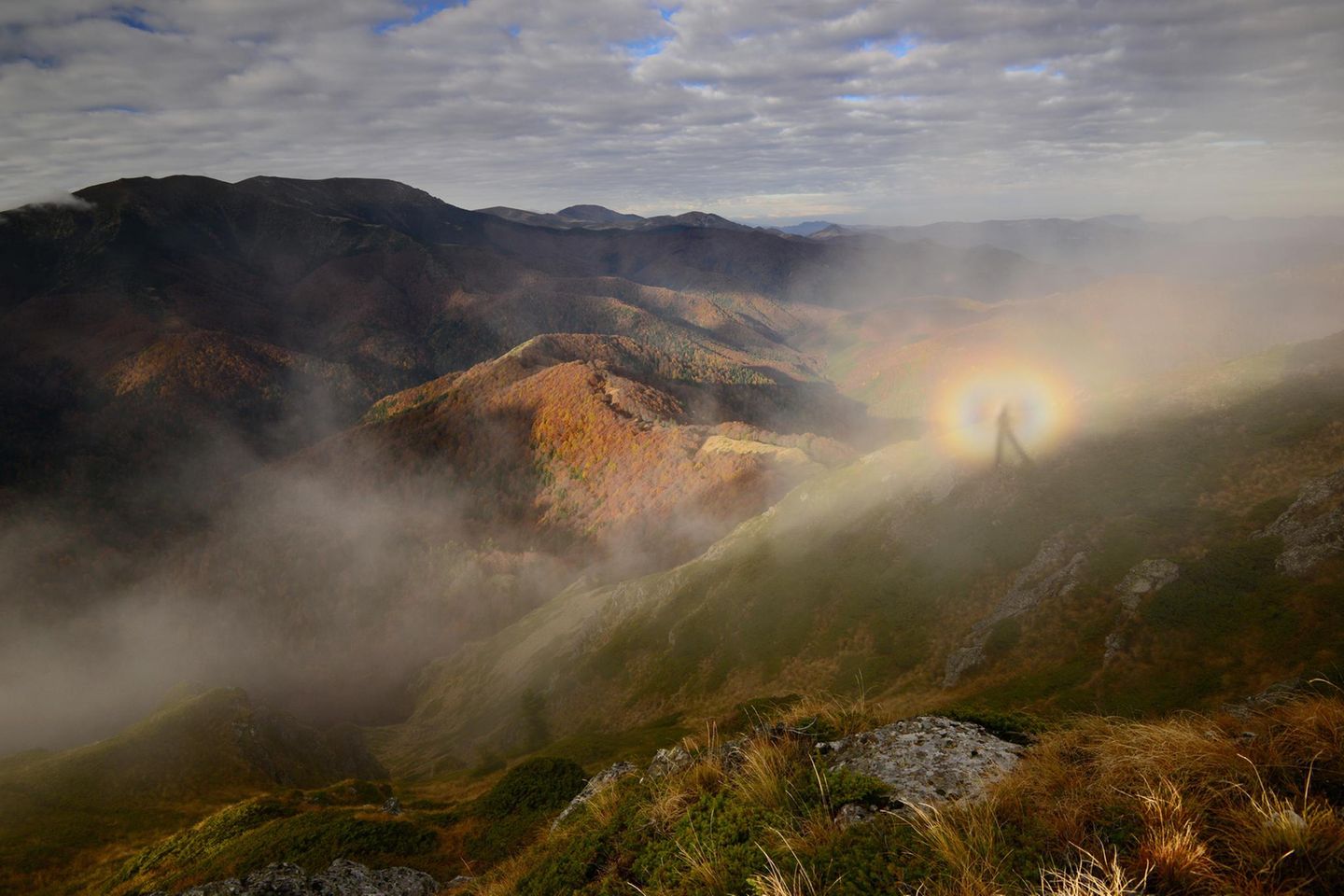 Naturphänomen: Nebel über den Bergen
