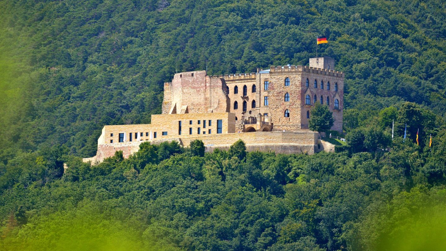 Das Hambacher Schloss über Neustadt an der Weinstraße gilt als eine Wiege der Demokratie. (Archivbild) Foto: Uwe Anspach/dpa