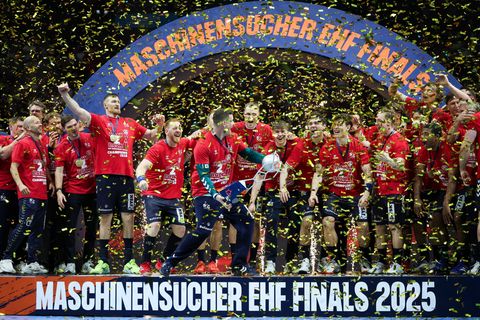 Die SG Flensburg-Handewitt gewann 2024 und 2025 die European League. (Archivbild) Foto: Christian Charisius/dpa