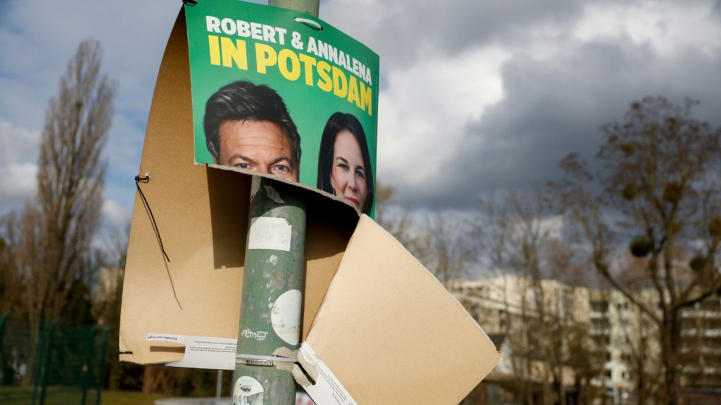 Beschädigtes Plakat der Grünen