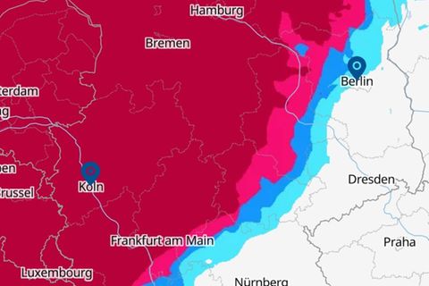 Eine Karte zeigt, wo Gewitter in Deutschland heraufziehen