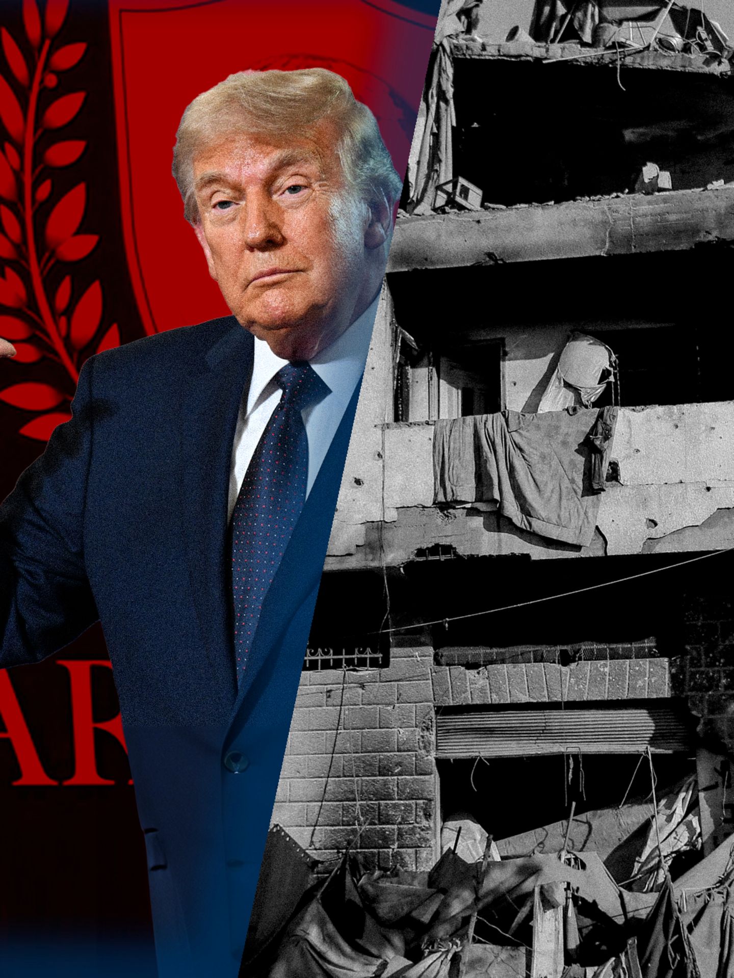 Montage mit Donald Trump und dem Logo des "Board of Peace" sowie dem Gaza-Streifen